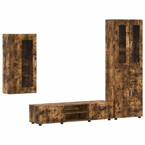 vidaXL TV Cabinet Set with Drawer FLORIN Smoked Oak Engineered Wood