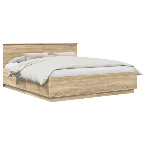 vidaXL Bed Frame Sonoma Oak 200 x 200 cm Engineered Wood