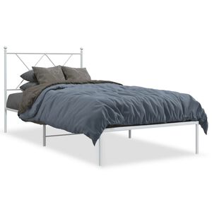 vidaXL Metal Bed Frame without Mattress with Headboard White 90x190cm