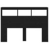 vidaXL Headboard Cabinet with LED Black Oak 140x17x102 cm