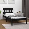 vidaXL Bed Frame without Mattress Black 75x190 cm Small Single Solid Wood
