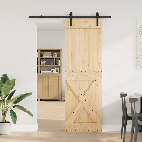 vidaXL Sliding Door with Hardware Set 70x210 cm Solid Wood Pine