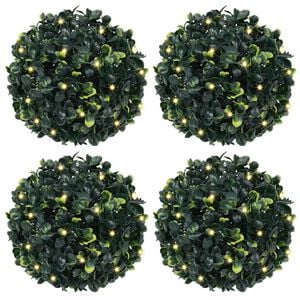 vidaXL Artificial Boxwood Balls with LED Lights 4 pcs Green 12 cm