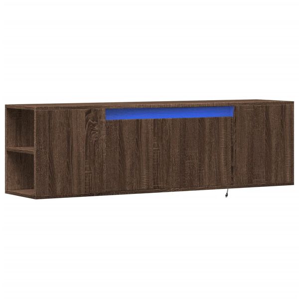 vidaXL TV Wall Cabinet with LED Lights Brown Oak 135x31x39.5 cm