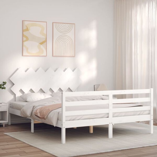 vidaXL Bed Frame without Mattress White 140x200 cm Solid Wood