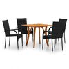 vidaXL 5 Piece Garden Dining Set Black