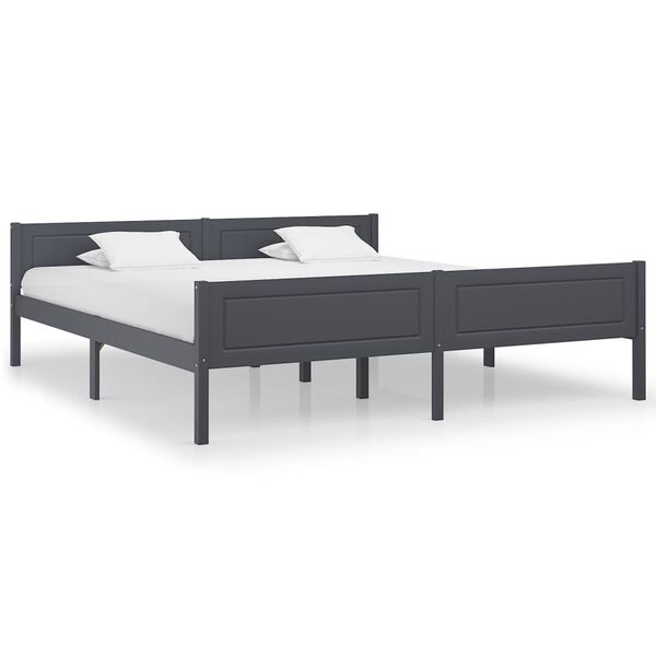 vidaXL Bed Frame without Mattress Solid Pinewood Grey 180x200 cm Super King