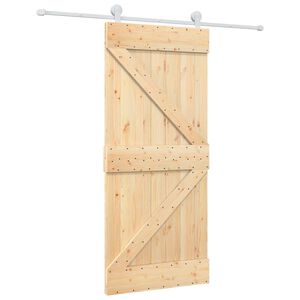 vidaXL Sliding Door Natural and White 90 x 210 cm Solid Pine Wood