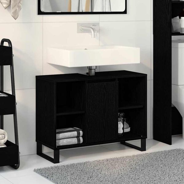 vidaXL Bathroom Cabinet Black 80 x 33 x 60 cm Engineered Wood