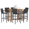 vidaXL 7 Piece Garden Bar Set Black Solid Wood Acacia and Poly Rattan