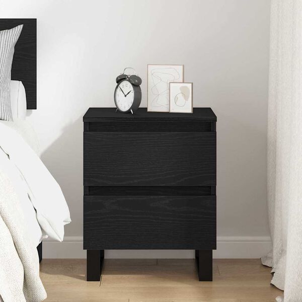 vidaXL Bedside Cabinet Black Oak 40 x 35 x 50 cm Engineered Wood