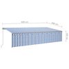 vidaXL Manual Retractable Awning with Blind 6x3m Blue&White