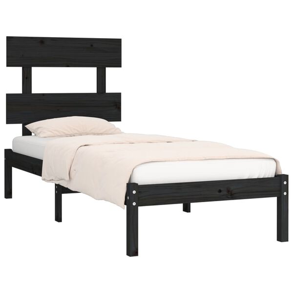 vidaXL Bed Frame without Mattress Black 100x200 cm Solid Wood