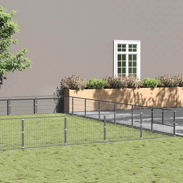 vidaXL Dog Kennel Silver 56 m&sup2; Steel