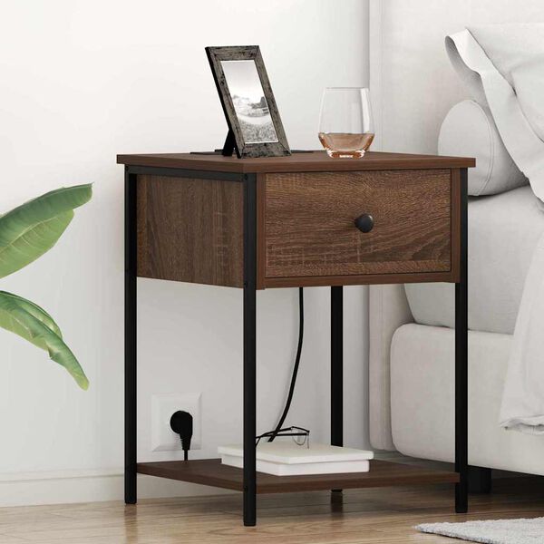 vidaXL Bedside Cabinet Brown Oak 42 x 41 x 56 cm Engineered Wood