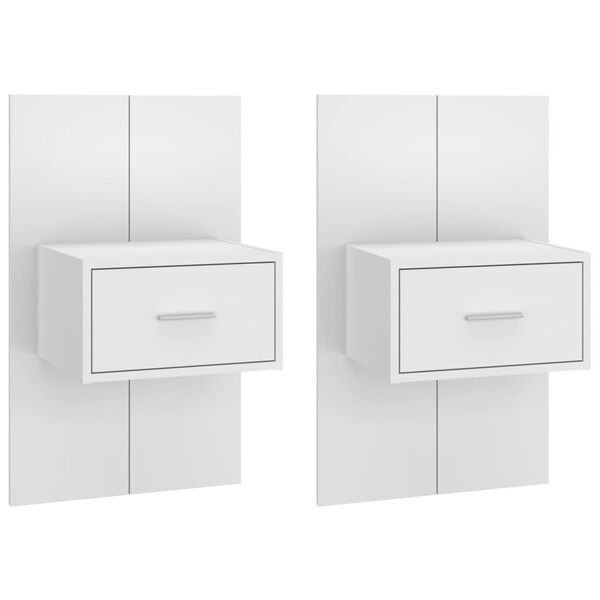 vidaXL Wall-mounted Bedside Cabinets 2 pcs High Gloss White