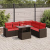 vidaXL 7 Piece Garden Sofa Set with Cushions Grey Poly Rattan Acacia