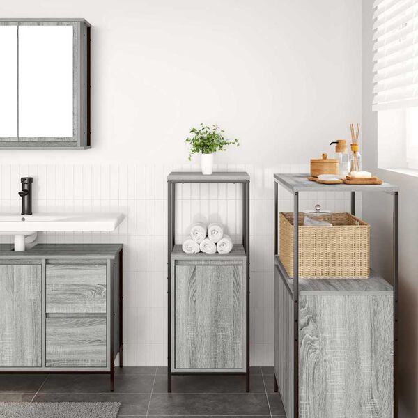 vidaXL Bathroom Cabinet with Shelves Grey Sonoma 36x35x95 cm