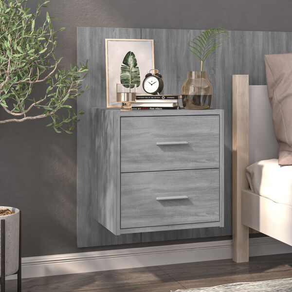 vidaXL Wall-mounted Bedside Cabinet Grey Sonoma