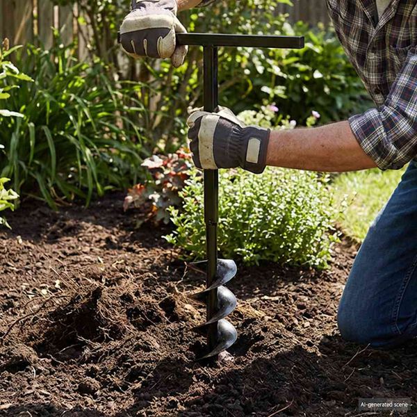 Ground Drill with Handle 120 mm with Extension Tube 9 m Steel