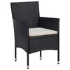 vidaXL 3 Piece Garden Dining Set Poly Rattan and Tempered Glass Black