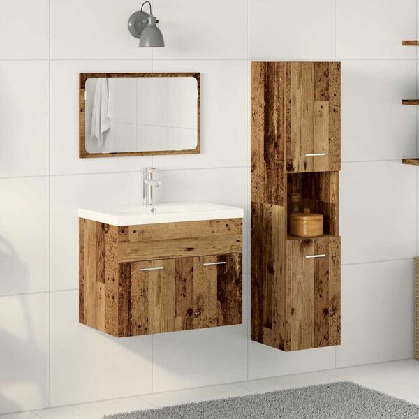 vidaXL Bathroom Furniture Set with Shelf 4 pcs Brown Engineered Wood