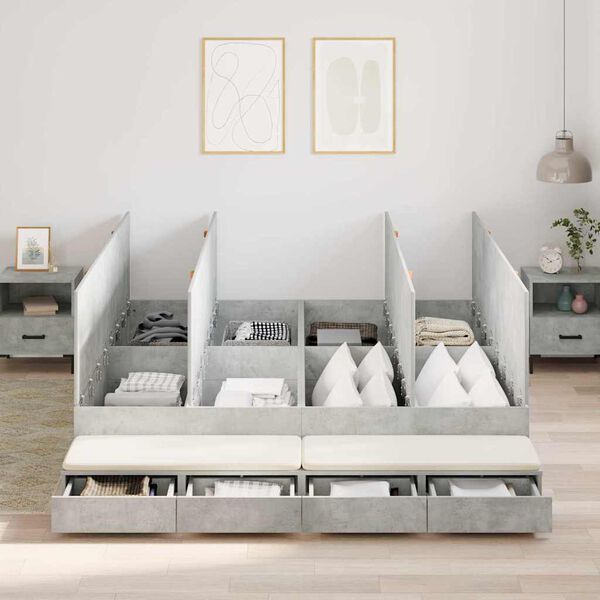 vidaXL Storage Bed Frame Concrete Grey 200 cm Engineered Wood