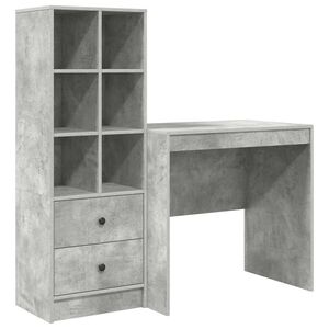 vidaXL Desk with Drawer 2 pcs Concrete Grey