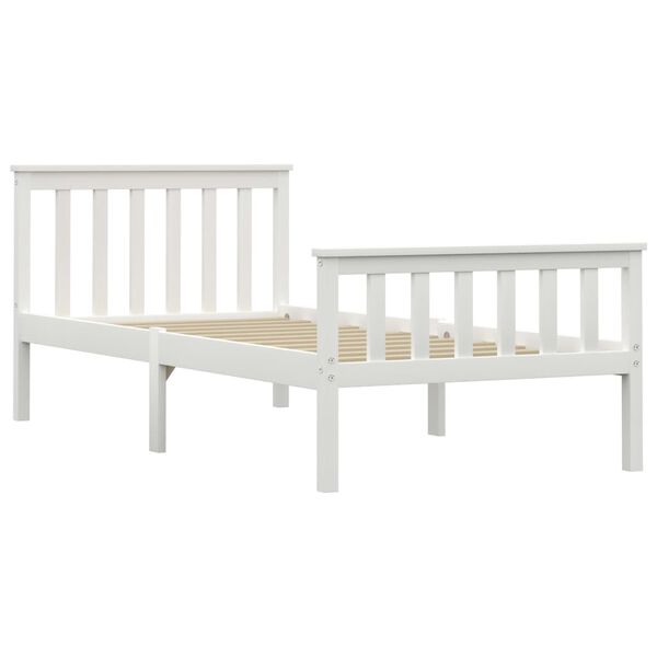 vidaXL Bed Frame without Mattress White Solid Pine Wood 90x200 cm