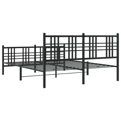 vidaXL Metal Bed Frame with Headboard and Footboard Black 160x200 cm