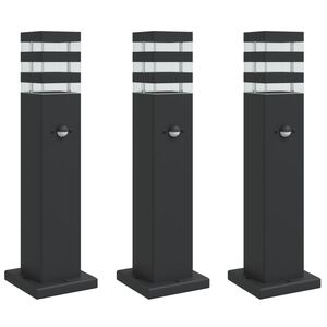 vidaXL Outdoor Floor Lamps with Sensors 3pcs Black 50 cm Aluminium