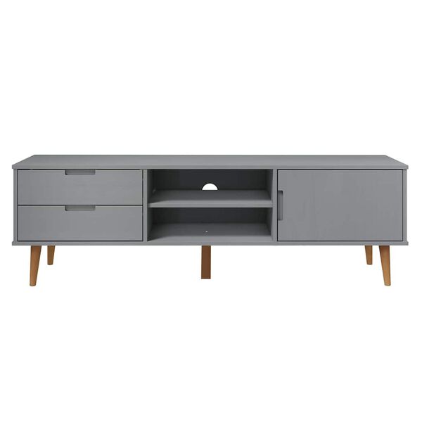 vidaXL TV Cabinet MOLDE Grey 158x40x49 cm Solid Wood Pine