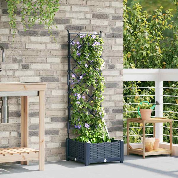 vidaXL Garden Planter Grey 40 x 40 x 125.5 cm Steel