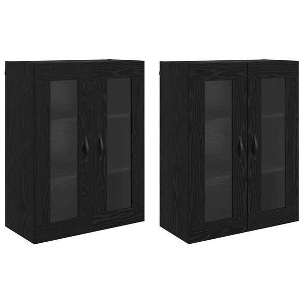 vidaXL Wall Cabinets 2 pcs Black Oak 69.5 x 34 x 90 cm Engineered Wood