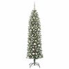 vidaXL Artificial Slim Christmas Tree Green and White 180 cm