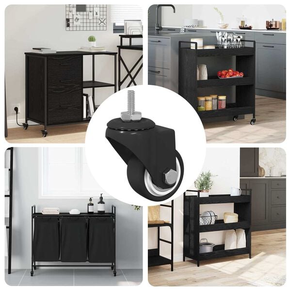 vidaXL Swivel Castor 12 pcs Black M6 mm Iron and nylon