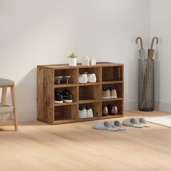 vidaXL Shoe Cabinet Old Wood 77.5 x 30 x 51 cm Engineered Wood