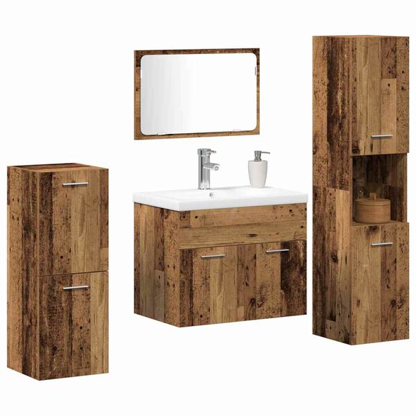 vidaXL Bathroom Furniture Set with Shelf 5 pcs Brown Engineered Wood