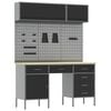 vidaXL Work Cabinet with Drawer 8 pcs Black Engineered Wood and Steel