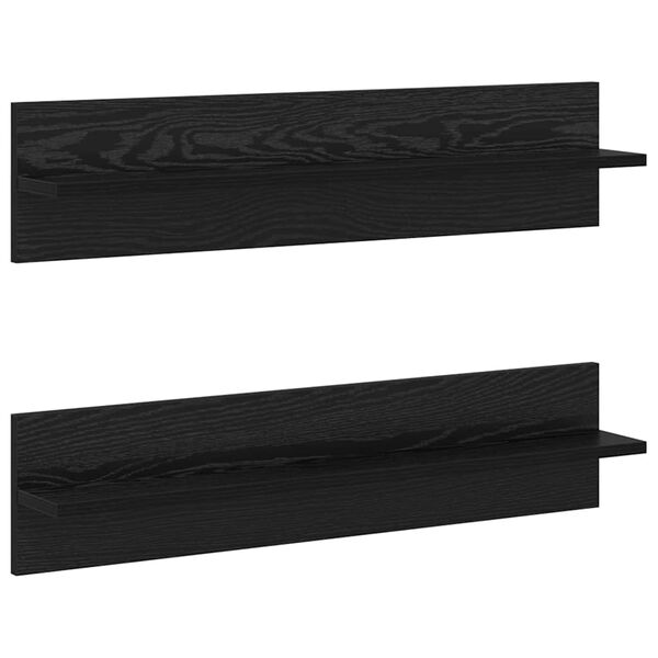 vidaXL Wall Shelf 2 pcs Black Oak 80 x 11.5 x 18 cm Engineered Wood