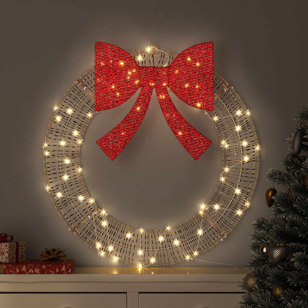 vidaXL Wreath with 60 LEDs Warm white 75 cm PET