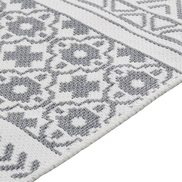 vidaXL Rug Grey and White 100x300 cm Cotton