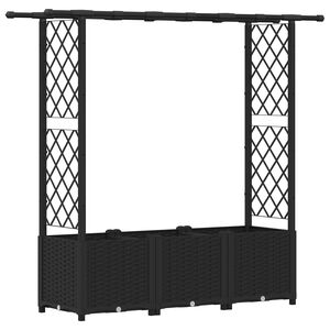 vidaXL Raised Bed with Trellis and Roof Black 162.5 x 40 x 136 cm PP