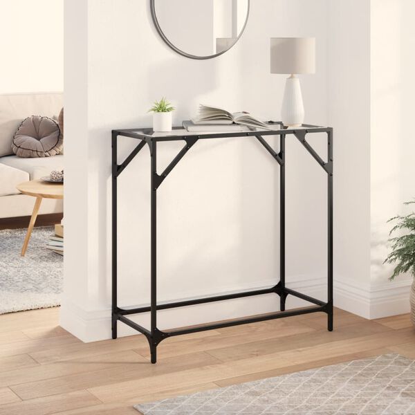 vidaXL Console Table with Transparent Glass Top 80x35x81 cm Steel