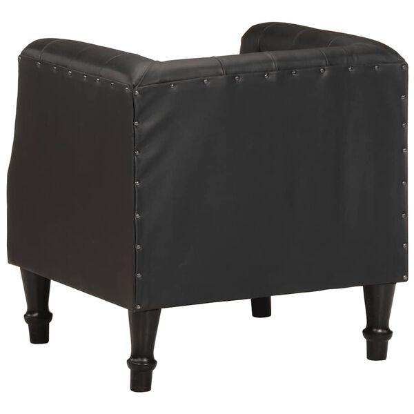 vidaXL Armchair Black Real Leather