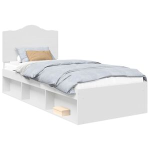 vidaXL Bed Frame with Headboard White 100 x 200 cm Solid Pine Wood