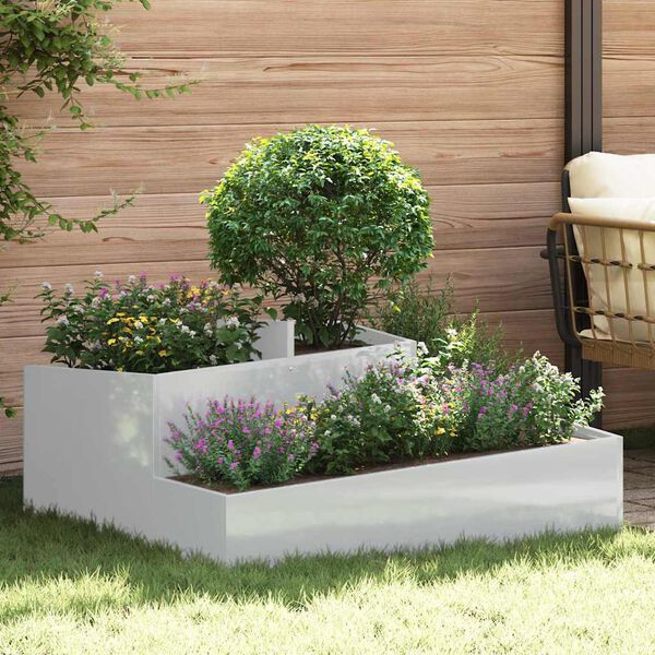vidaXL Garden Planter Silver 100 x 100 x 50 cm Galvanised Steel