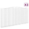 vidaXL Arched Gabion Baskets 3 pcs 400x30x200/220 cm Galvanised Iron