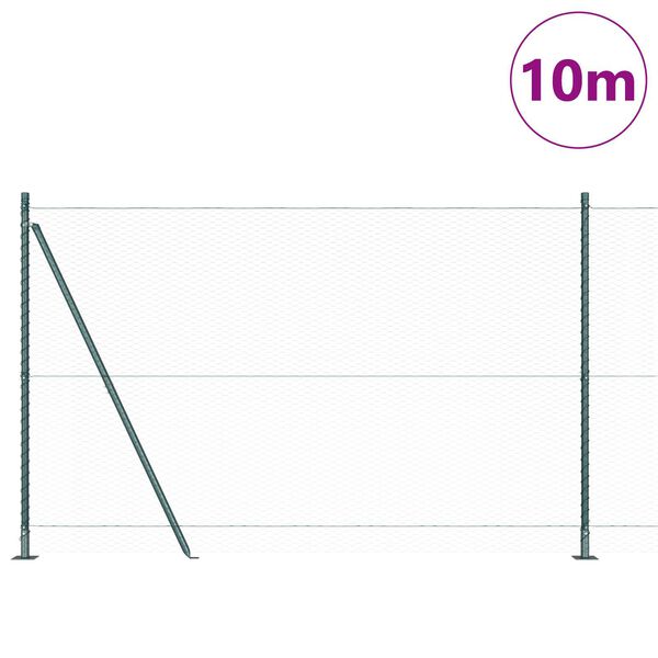 vidaXL Fence Post Green 10 x 1.5 m (25 mm mesh) Steel and PVC