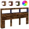 vidaXL Headboard Cabinet with LED Smoked Oak 180x17x102 cm